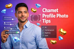 High-definition and bright chamet host profile photo tips with clean background guidance for a chamet agency registration and commission focus.